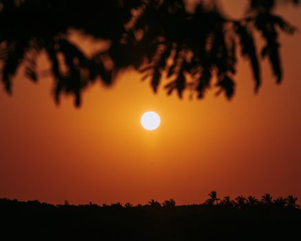 Experience the serene beauty of a sunset in Arraial d'Ajuda, Brazil, with a captivating orange sky.