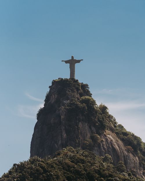 Free Stunning view of Christ the Redeemer statue on Corcovado Mountain in Rio de Janeiro, Brazil. Stock Photo