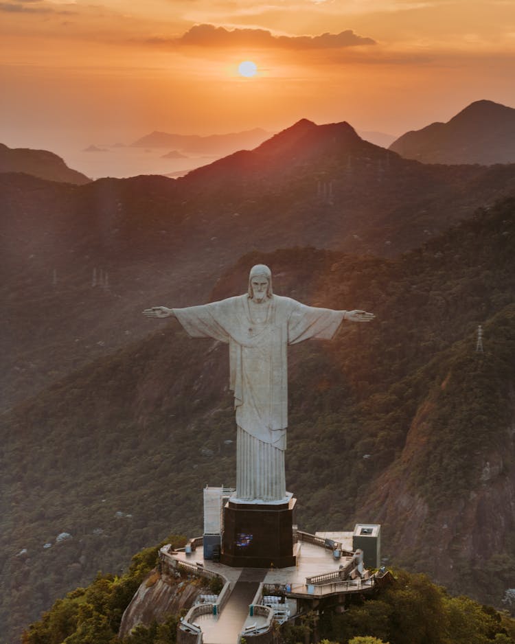 Christ The Redeemer During Sunset 