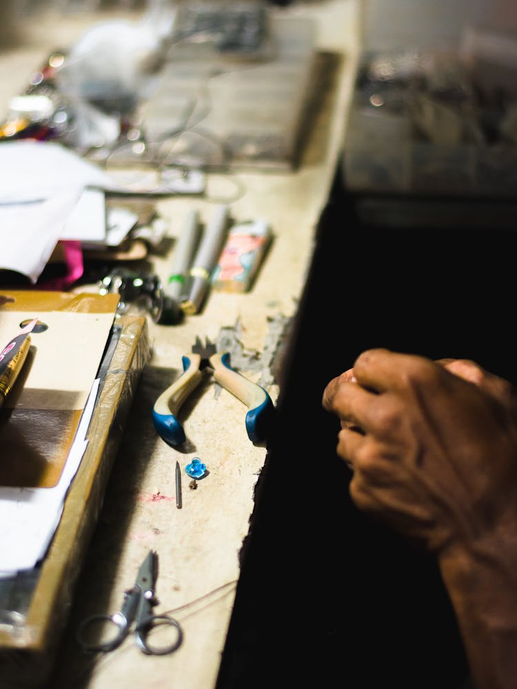 Table With Tools In Workshop