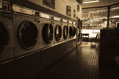 Laundromat dryers in a row