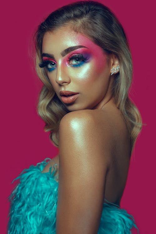Female Model Wearing Colorful Makeup 