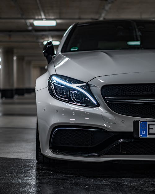 A Close-Up Shot of a Silver Car