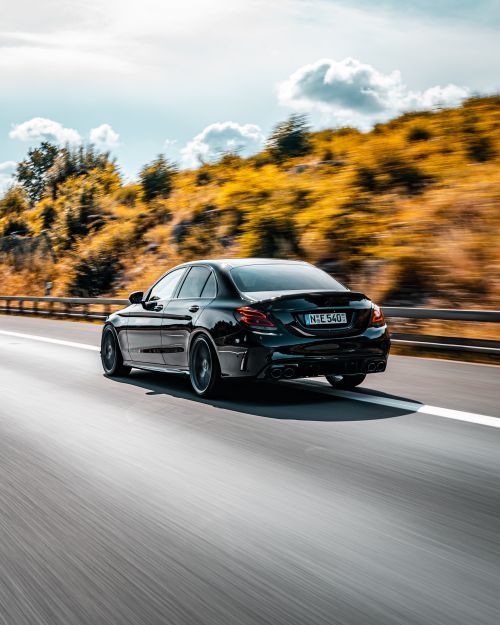 Free Captivating long exposure of a car speeding on a highway near Nuremberg, Germany. Stock Photo