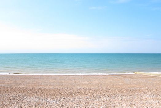 Serene view of Brighton Beach's sandy shore and ocean, perfect for relaxation.