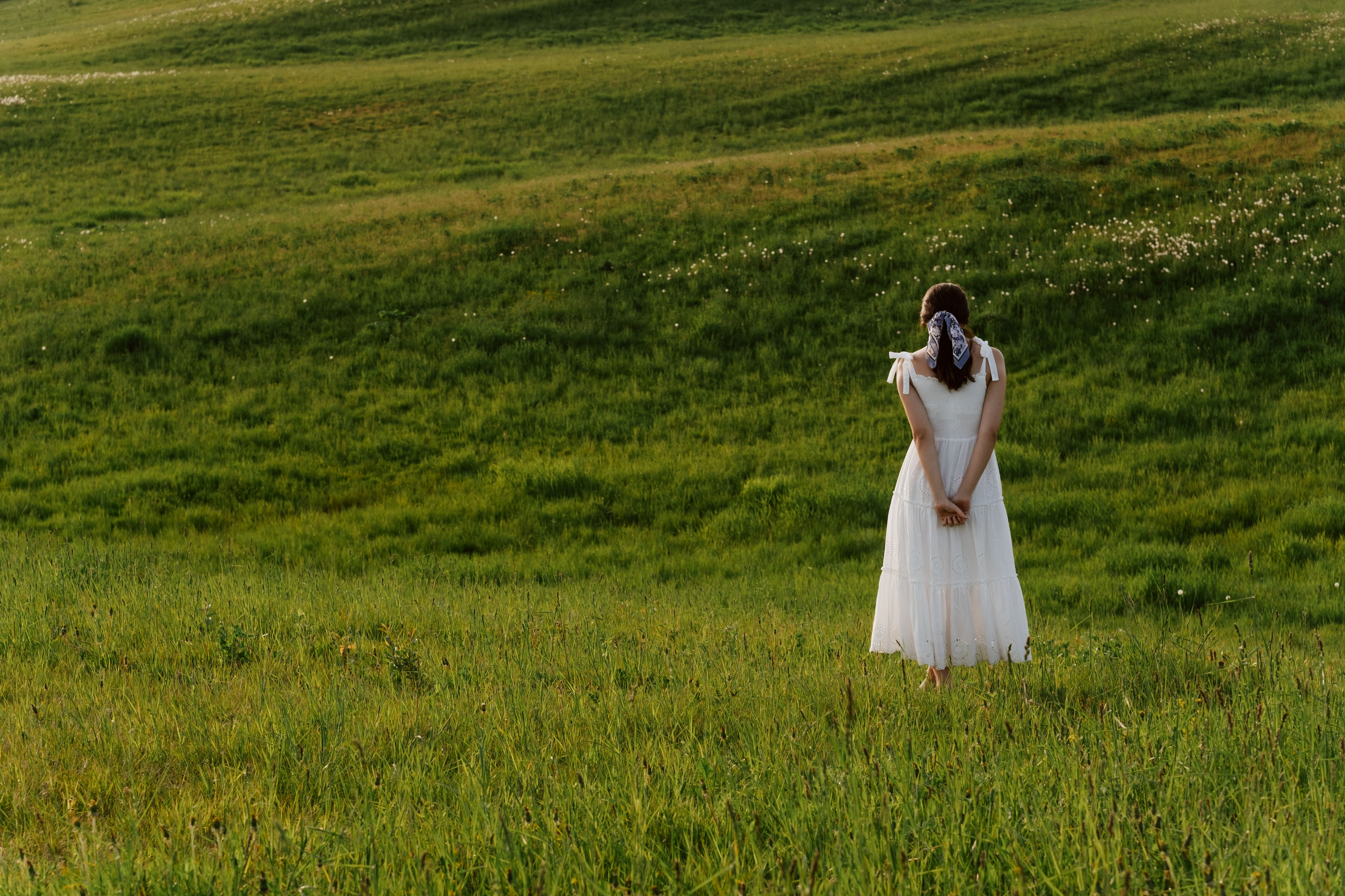 Woman in Dress on Grass Field · Free Stock Photo