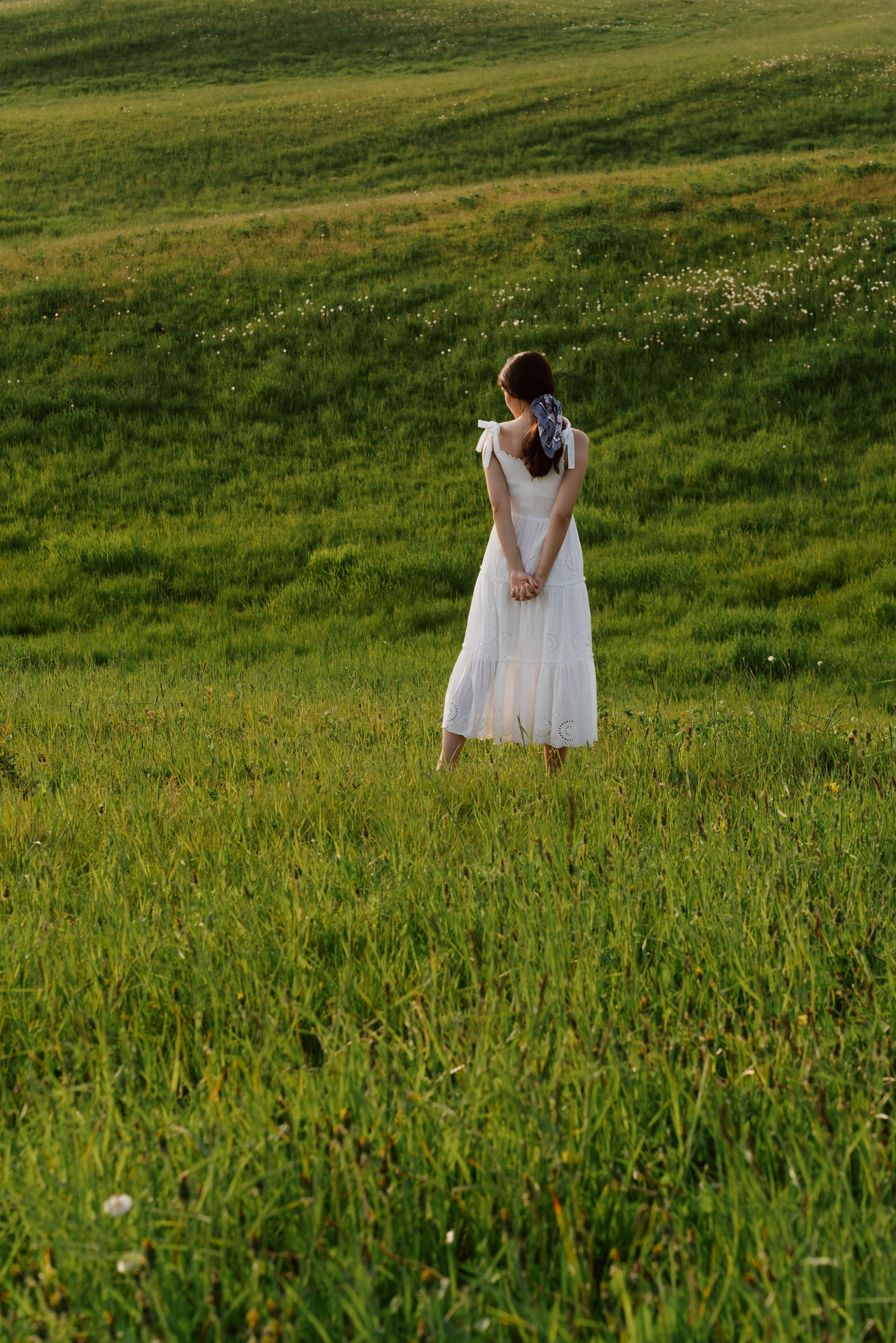 Woman in Dress on Grass Field · Free Stock Photo