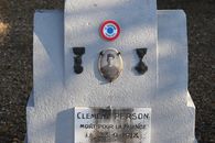 A French war memorial gravestone honoring Clément Person in Pontoise, France.