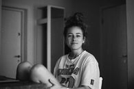Woman in White Crew Neck T-shirt