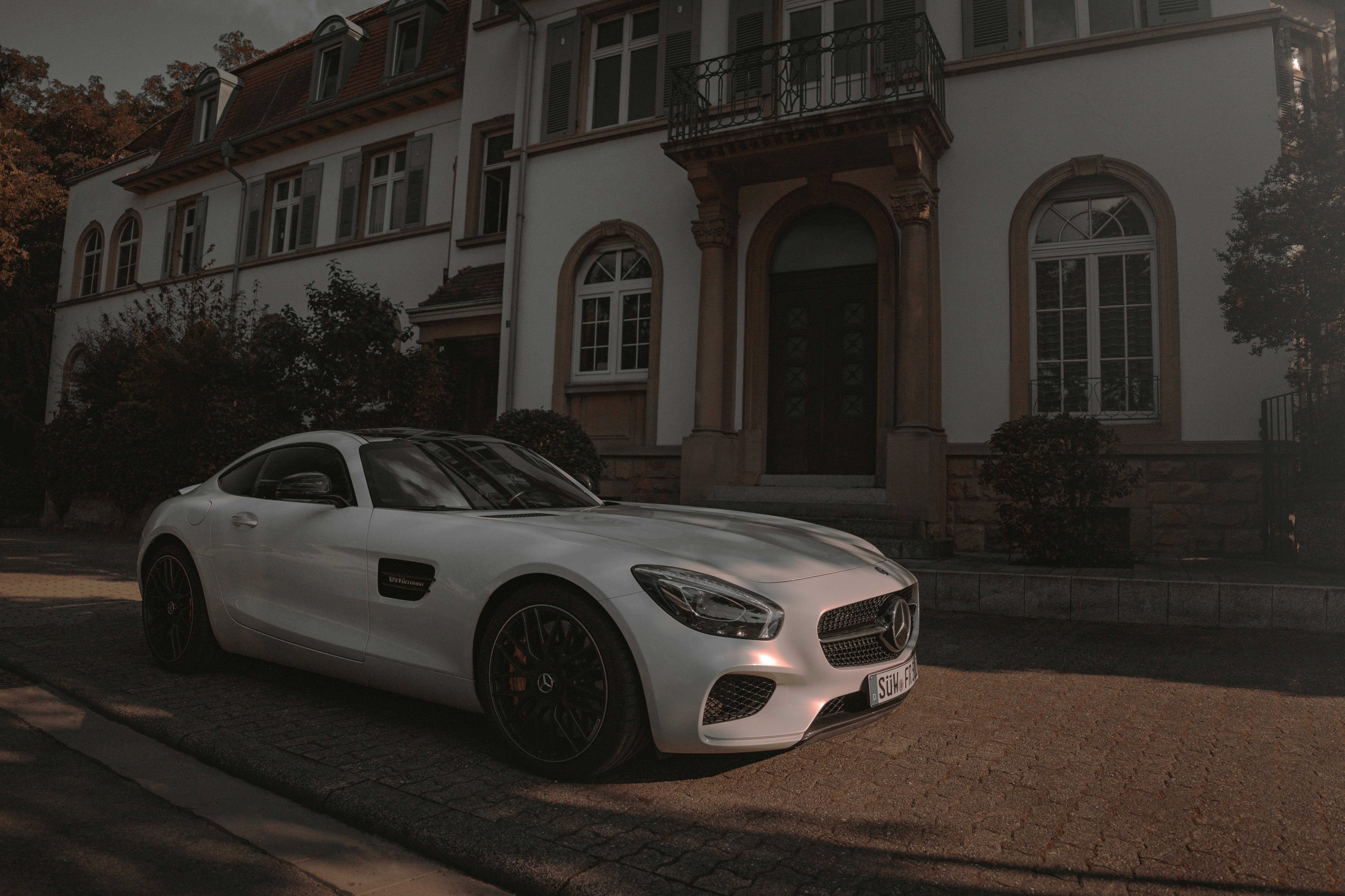 white car parked on the street