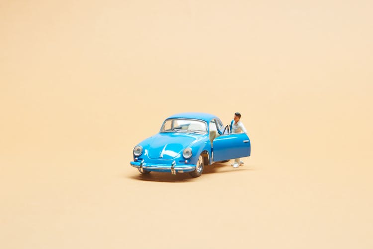 Blue Volkswagen Beetle Scale Model