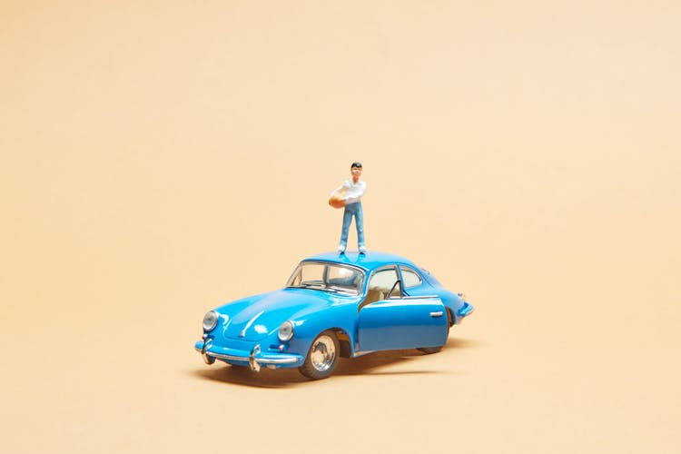 Blue Volkswagen Beetle Scale Model