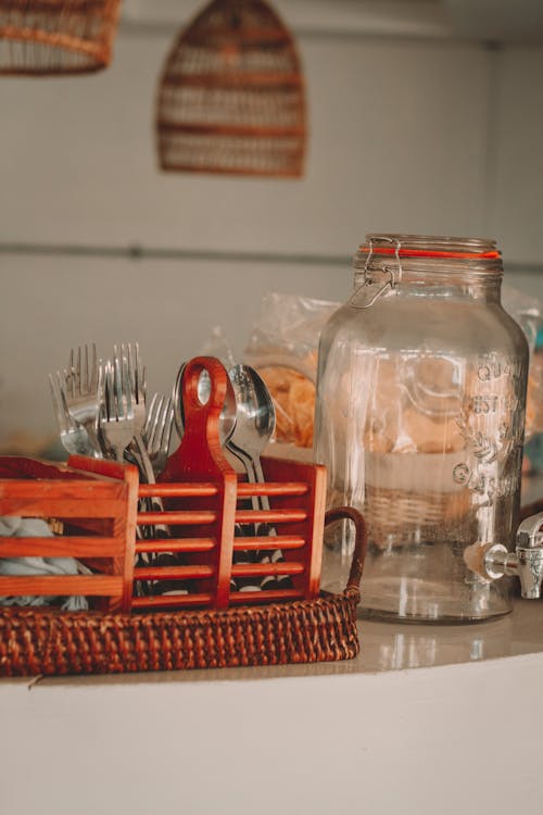 Jar and Forks in Holder