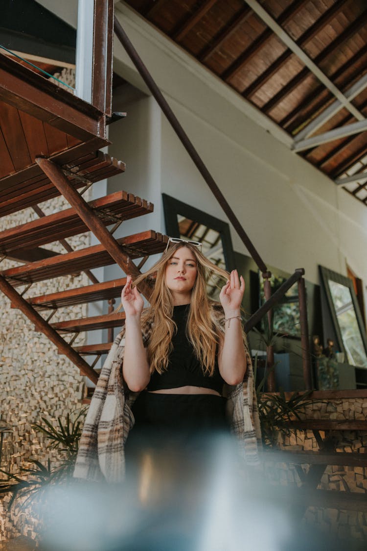 Young Blonde Woman In A Modern Interior 