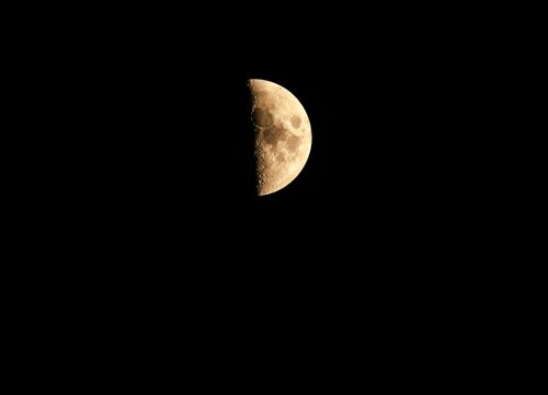 Free A detailed view of the half moon against a dark night sky. Stock Photo