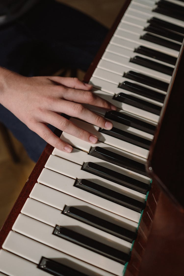 Human Hand On Piano Keyboard