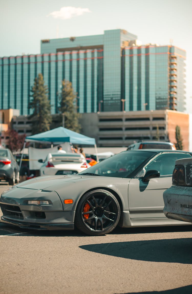 A Parked Gray Honda Acura NSX