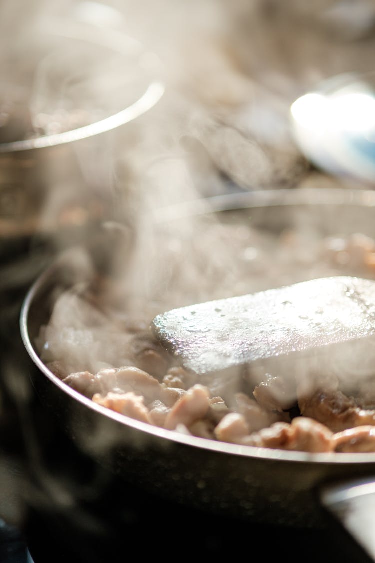 Steaming Food In Pan