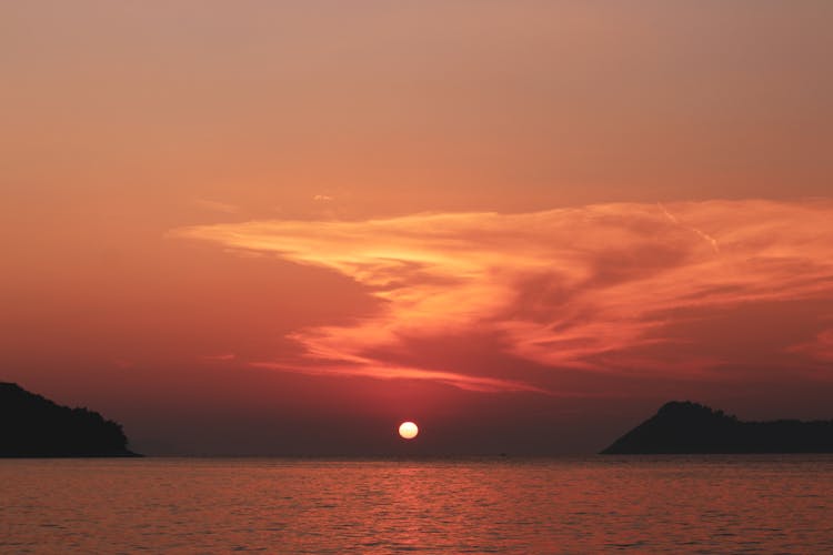 A Calm Ocean During Sunset