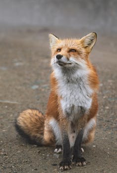 Close-up of a red fox sitting gracefully in its natural habitat, exuding curiosity.
