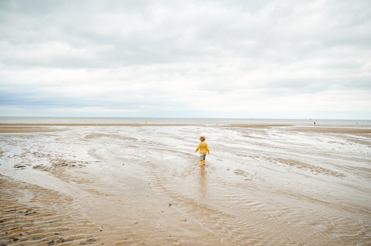 Child Walking On Shore