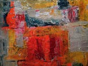 Red, Gray, and Yellow Abstract Painting