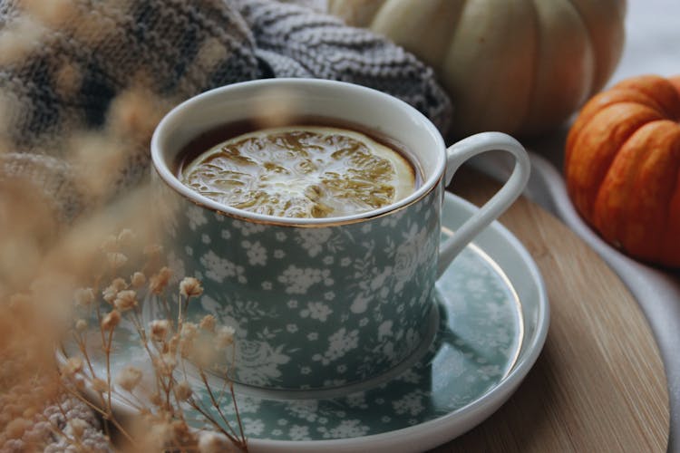 Cup Of Tea With Pumpkins