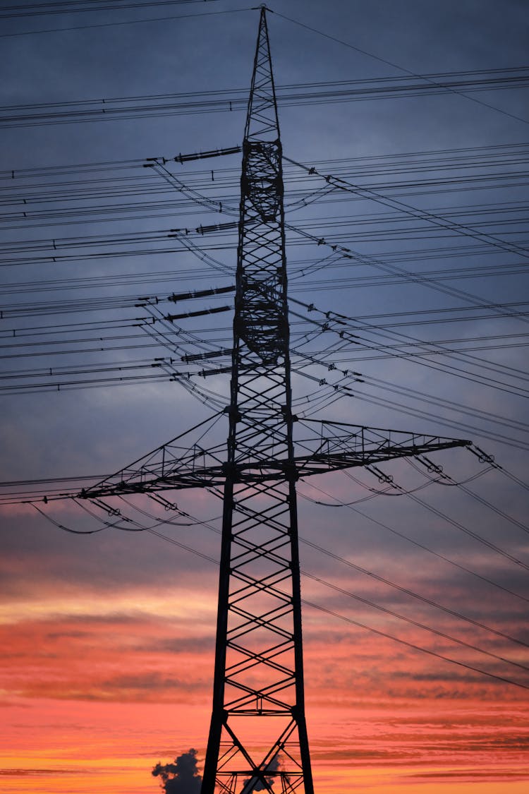 Silhouette Photo Of Overhead Power Line