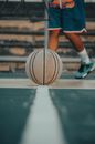 Leather Basketball on the Court