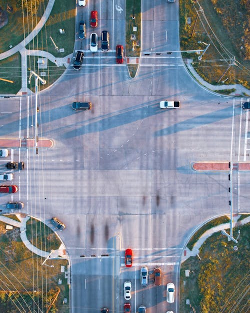 Aerial Photography of an Intersection Road