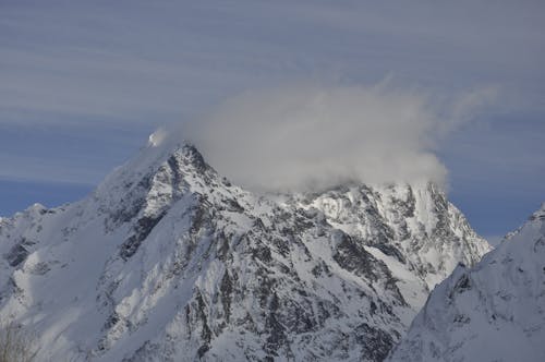 Landscape of High Snowcapped Rocky Mountains 