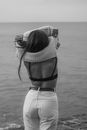 Woman in White Skirt and Black Brassiere