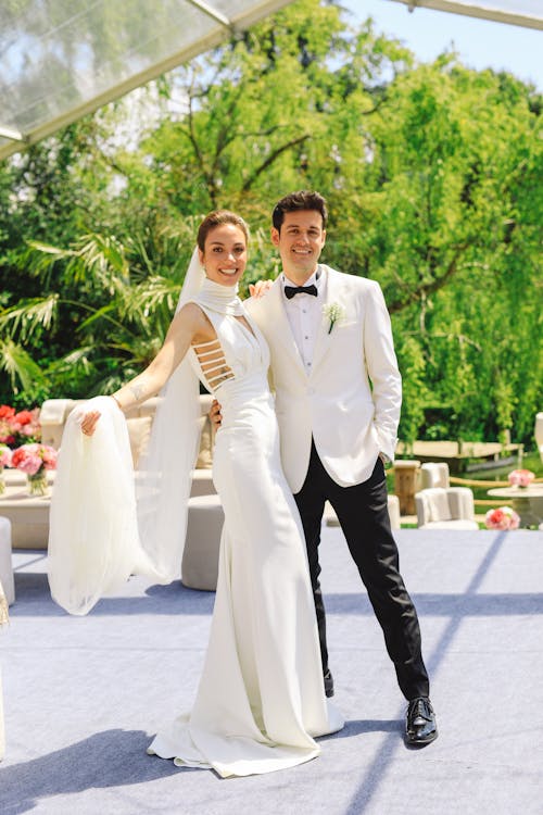 Portrait of Smiling Bride and Groom