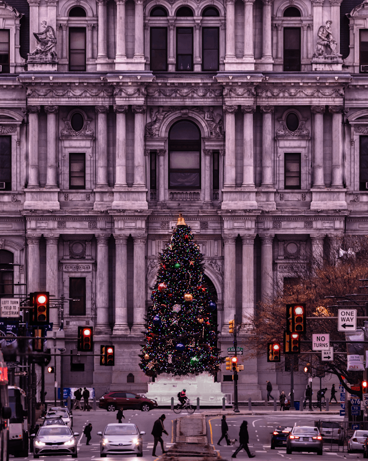 Big Christmas Tree Near Philadelphia City Hall