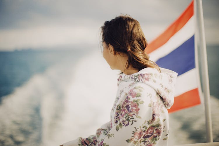 Brunette Woman On Boat