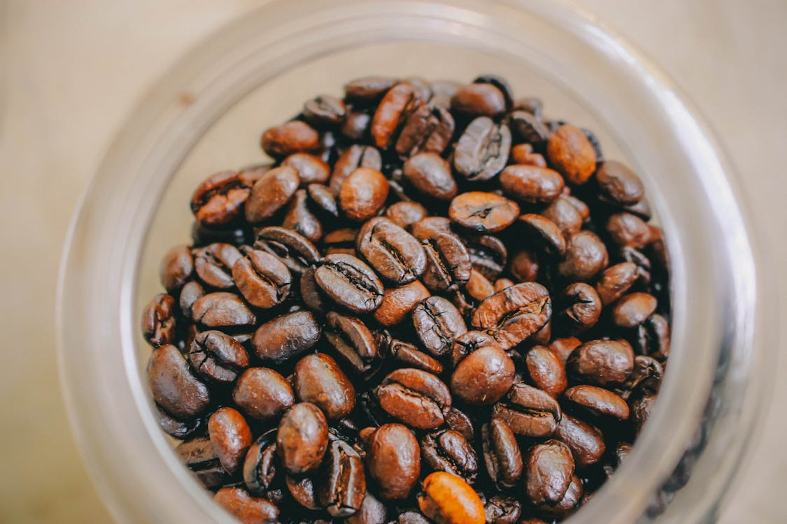Free Photo of Brown Coffee Beans Inside Clear Glass Jar Stock Photo