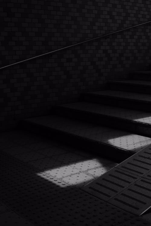 Handrail and Stairs in Darkness