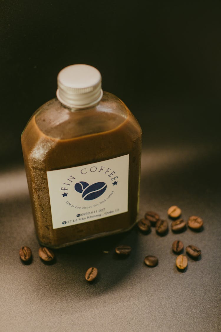 Close Up Of A Coffee In A Bottle