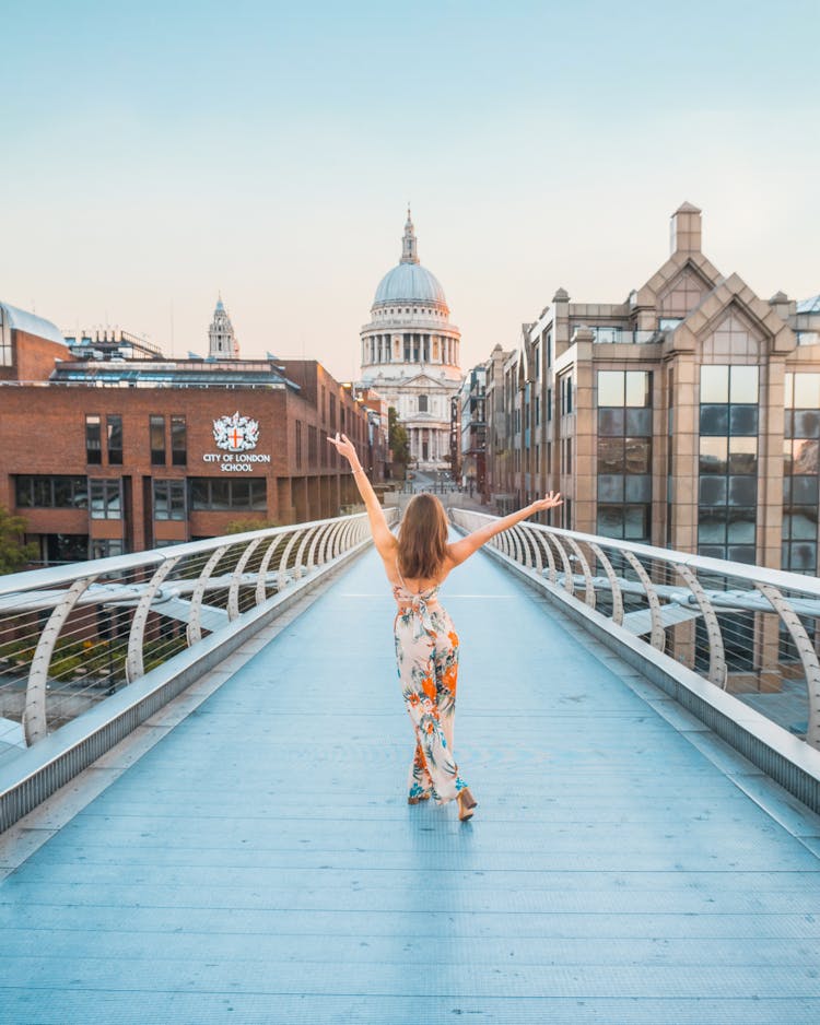 Woman On Bridge In London 