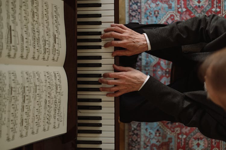 Overhead Shot Of A Person Playing The Piano