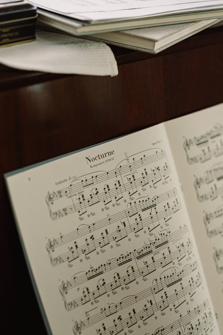 Close-Up Shot Of A Sheet Music 