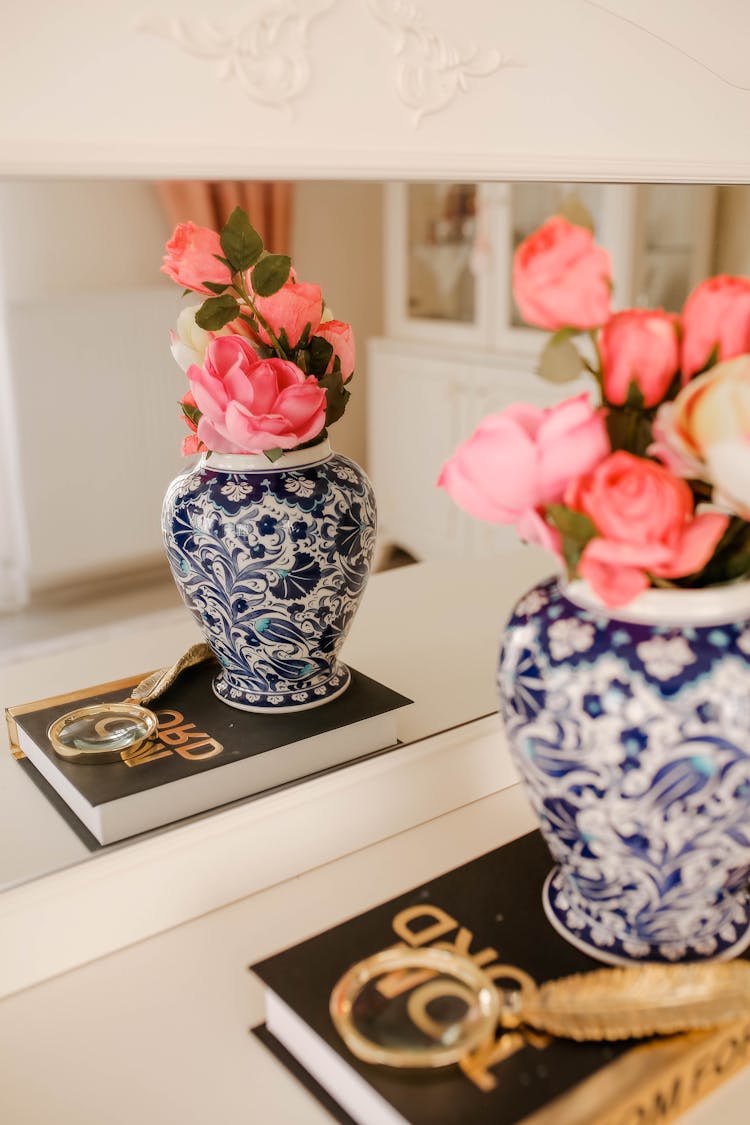 Pink Flowers On An Ancient Vase