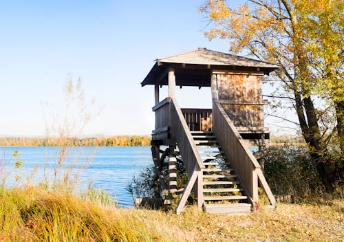 Wooden Observation Point on Lakeshore