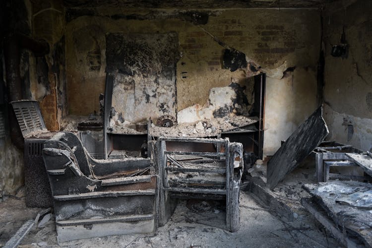 Burned Interior Of A Home