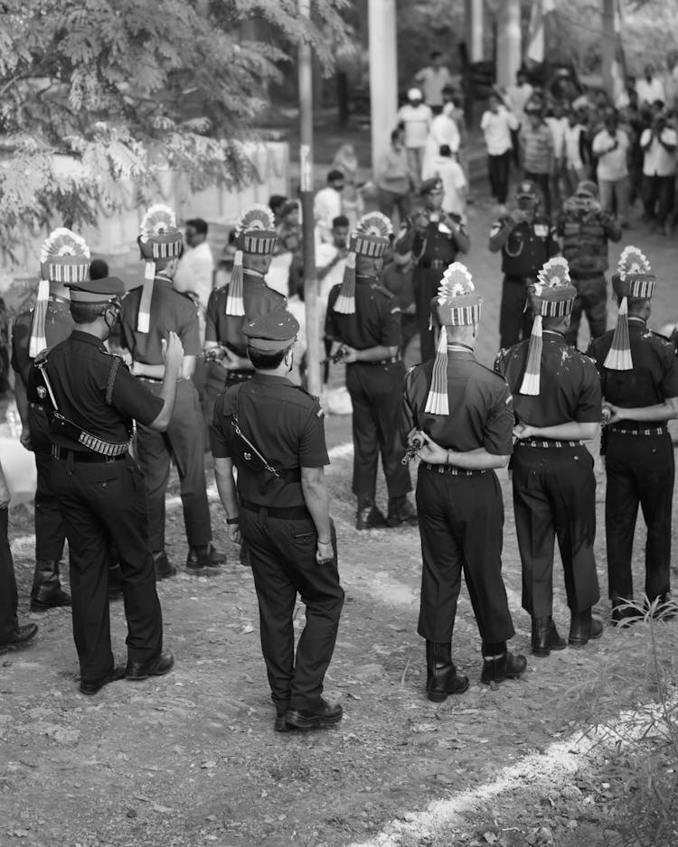 People Marching In Formation