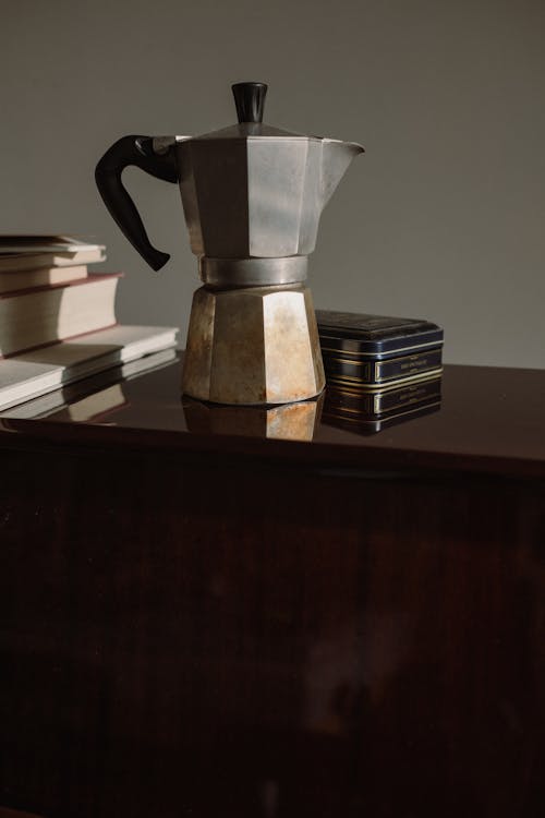 Free Coffee Pot on a Cabinet  Stock Photo