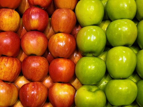 Green and Red Apple Fruits in Close-up Shot