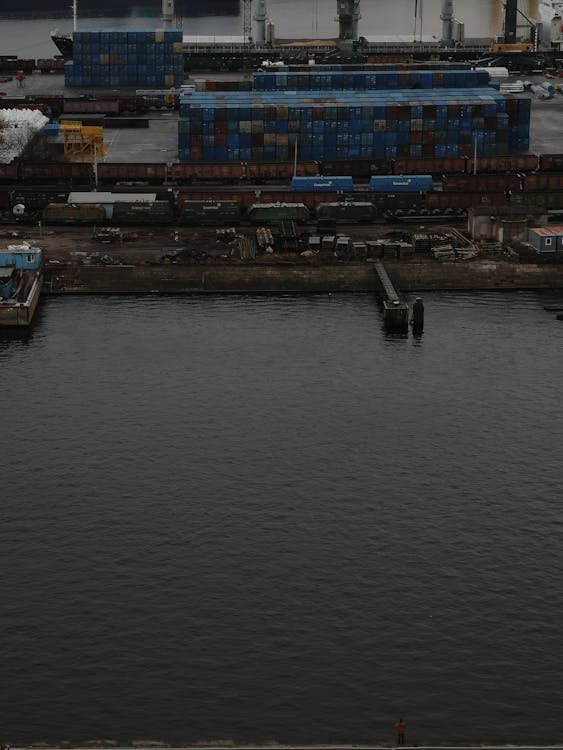 Drone Shot of Stacked Cargo Containers