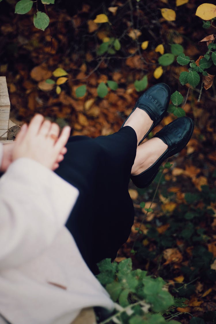 Overhead Shot Of A Person Wearing Loafers