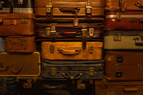 Free A Selection of Vintage Suitcases Stock Photo